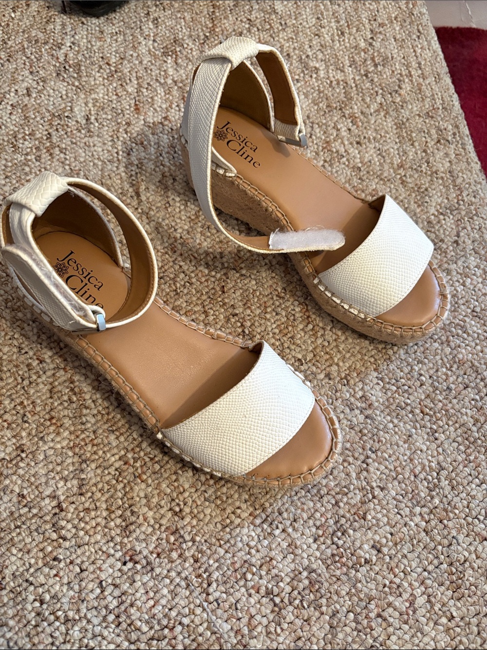 Jessica Cline Cream Ankle-Strap Espadrille Sandals